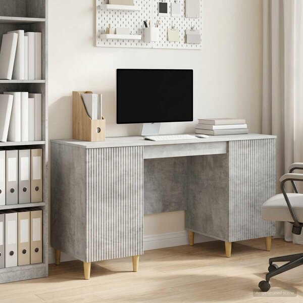 Maison Exclusive – písací stôl s dvierkami, betónovo šedý, 142,5 x 50 x 75 cm, drevotrieska