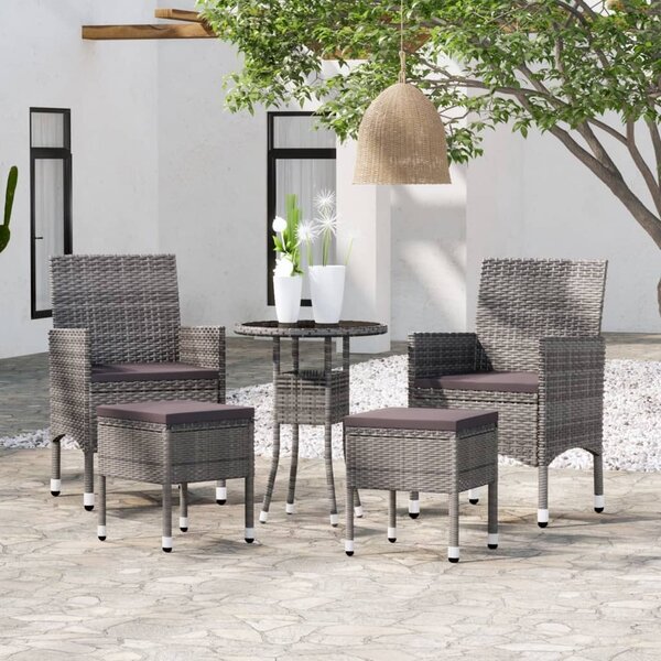 Maison Exclusive – 5-dielna záhradná súprava z polyrotangu v šedej farbe