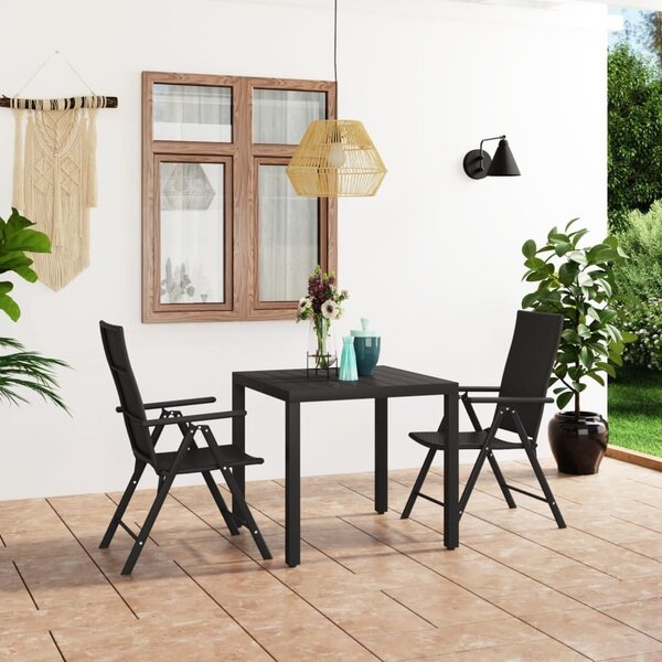 Maison Exclusive – 3-dielna záhradná jedálenská súprava, čierna