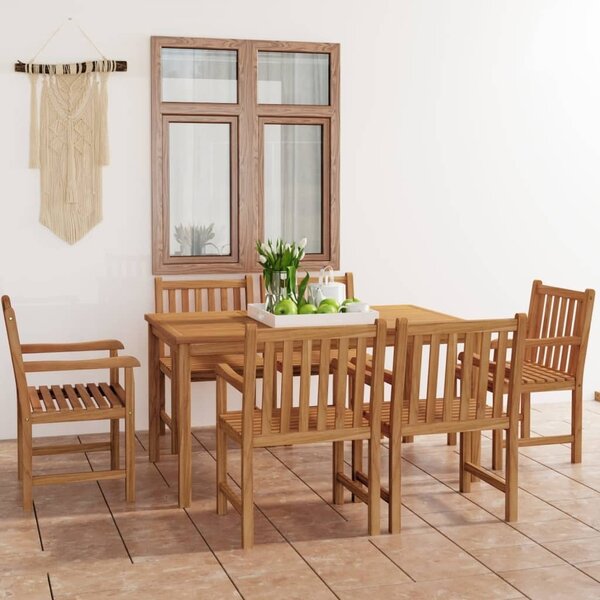 Maison Exclusive - 7-dielna záhradná jedálenská súprava 150x90 cm masívne teakové drevo