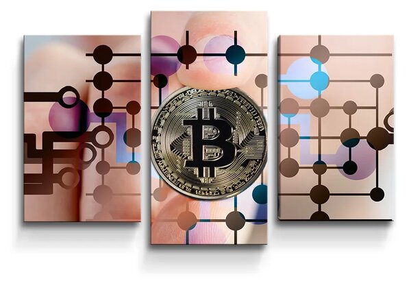 Sablio Obraz - 3-dílný Bitcoin - 75x50 cm