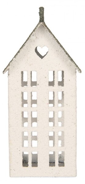Kovový svietnik domček s pieskovým povrchom Raw Sand - 7*8*17 cm - Clayre & Eef