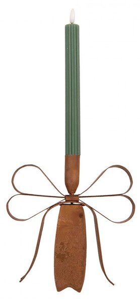Rustikálny hrdzavý svietnik mašle Bow Candle Rust - 19*15*18 cm - Clayre & Eef