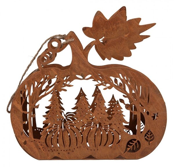 Rustikálny hrdzavý svietnik v tvare tekvice - 25*12*24 cm - Clayre & Eef