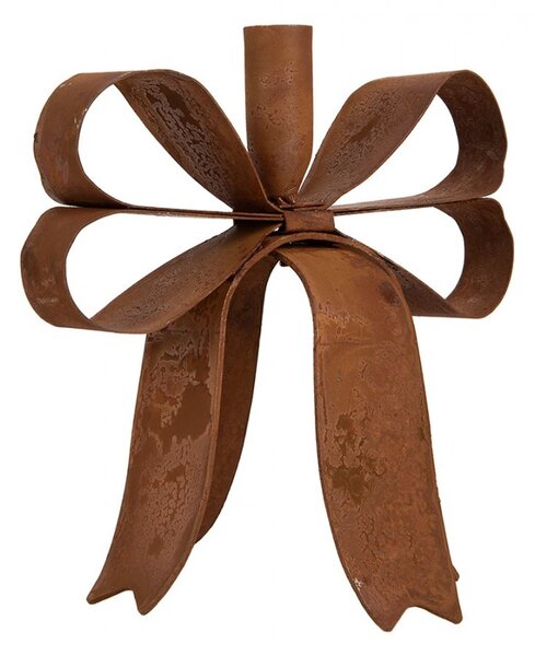 Rustikálny hrdzavý svietnik mašle Bow Candle Rust - 19*15*18 cm - Clayre & Eef