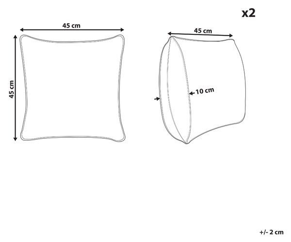 Sada 2 záhradných vankúšov béžová a zelená polyester s motívom palmových listov 45 x 45 cm moderné vonkajšie dekorácie vodoodolné