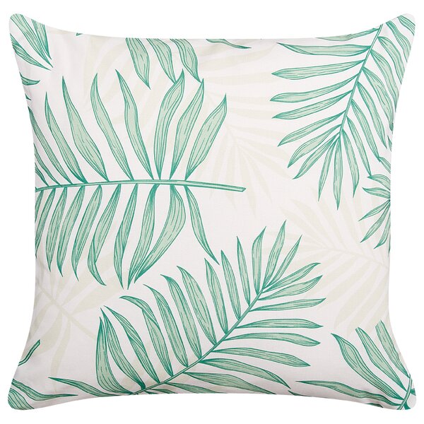 Sada 2 záhradných vankúšov béžová a zelená polyester s motívom palmových listov 45 x 45 cm moderné vonkajšie dekorácie vodoodolné