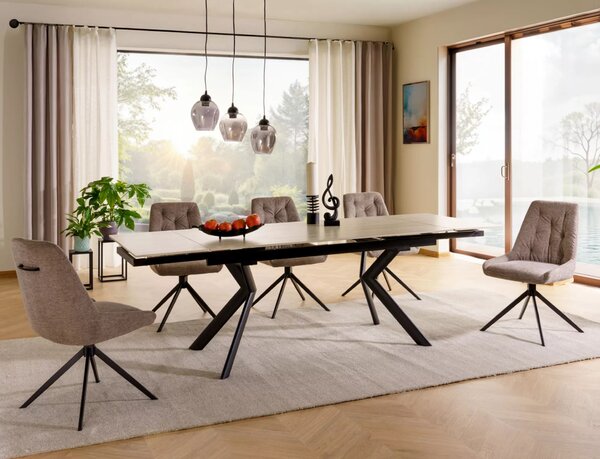 Rozkladací jedálenský stôl 160(240)x90 RODMAN - béžový / čierny