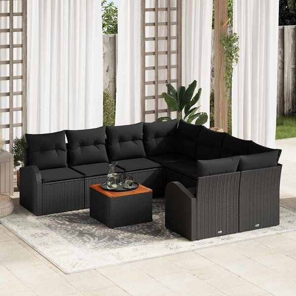 Maison Exclusive - Záhradný nábytok s úloným priestorom 9 ks ierny Poly-rattan