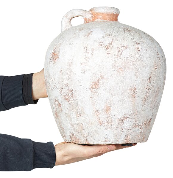 Dekoratívna váza biela terakota 30 cm ručná výroba klasický dizajn doplnky dekorácie obývacia izba