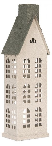 Kovový svietnik domček s pieskovým povrchom Raw Sand - 17*8*38 cm - Clayre & Eef
