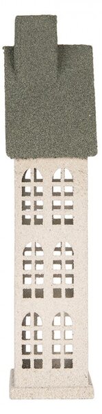 Kovový svietnik domček s pieskovým povrchom Raw Sand - 17*8*38 cm - Clayre & Eef