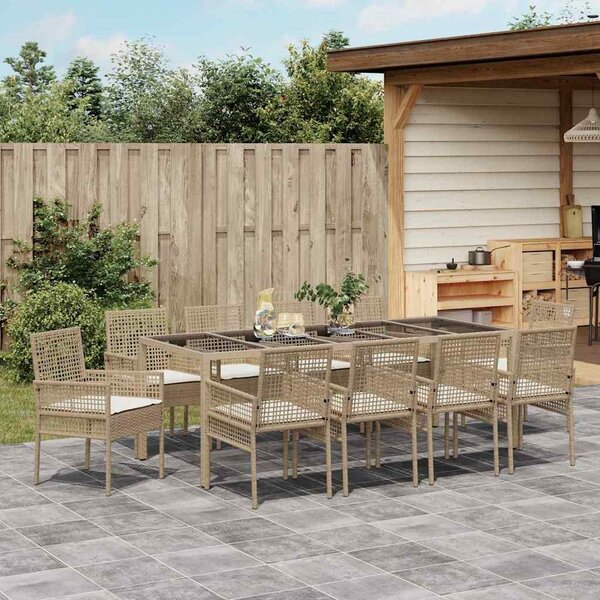 Maison Exclusive - Záhradný jedálenský set 11 pcs Béová polyratan