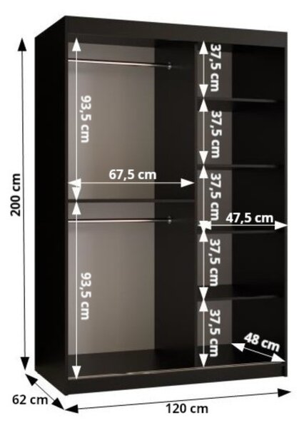 Šatníková skriňa s posuvnými dverami 120 cm CASANDRA - kašmír
