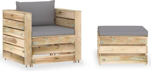Maison Exclusive – 2-dielna záhradná súprava s vankúšmi, zelená, impregnované drevo