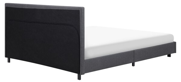 Posteľ sivá s roštom polyesterový čalúnený rám postele 160 x 200 cm moderný dizajn