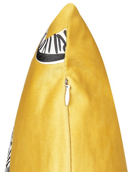 Sada 2 dekoratívnych vankúšov žltá zamat polyester 45 x 45 cm štvorcová zvierací vzor zebra detská izba