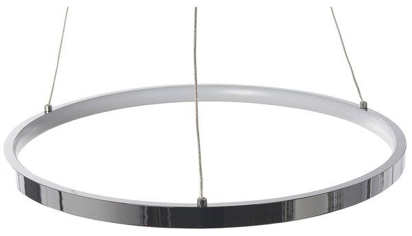 Závesná lampa strieborná kovová ø 40 cm hliníková s LED svetlami okrúhle závesné moderné glamour svietidlo