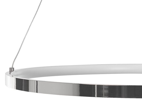 Závesná lampa strieborná kovová ø 40 cm hliníková s LED svetlami okrúhle závesné moderné glamour svietidlo