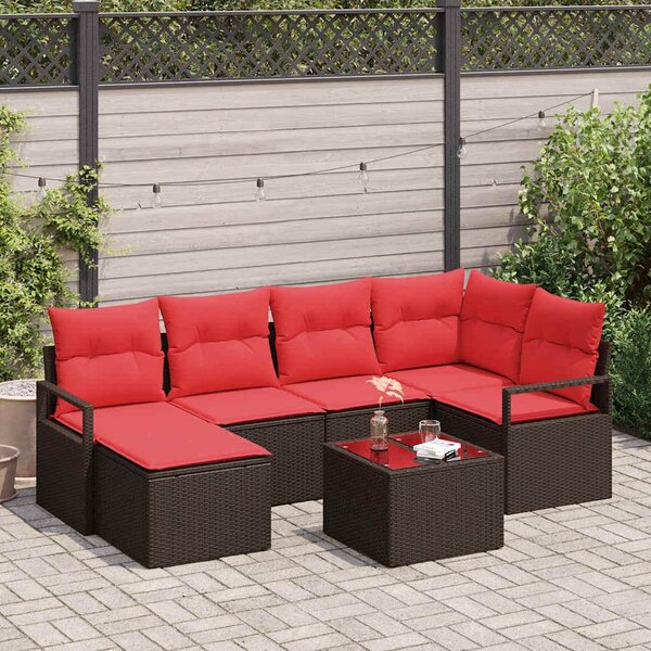Maison Exclusive – Sedacia súprava, 7 kusov, hnedá [syntetický materiál]: polyratan