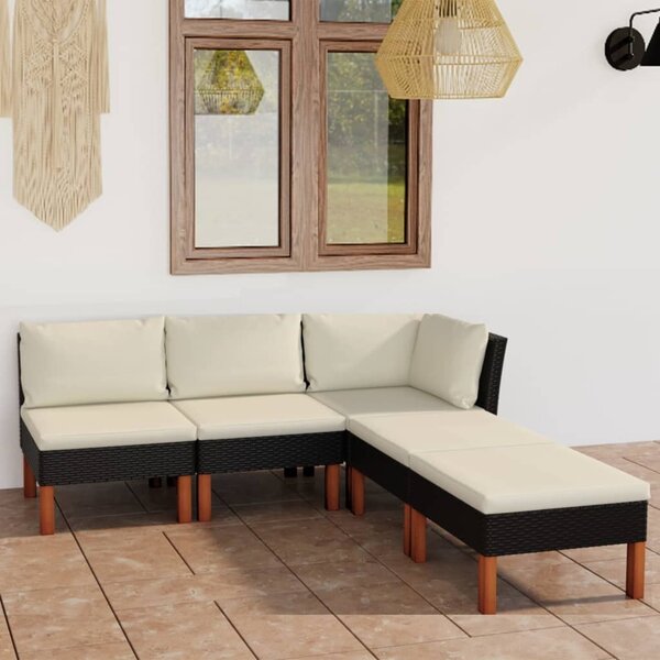 Maison Exclusive – 5-dielna záhradná súprava s vankúmi z polyrotangu, ierna