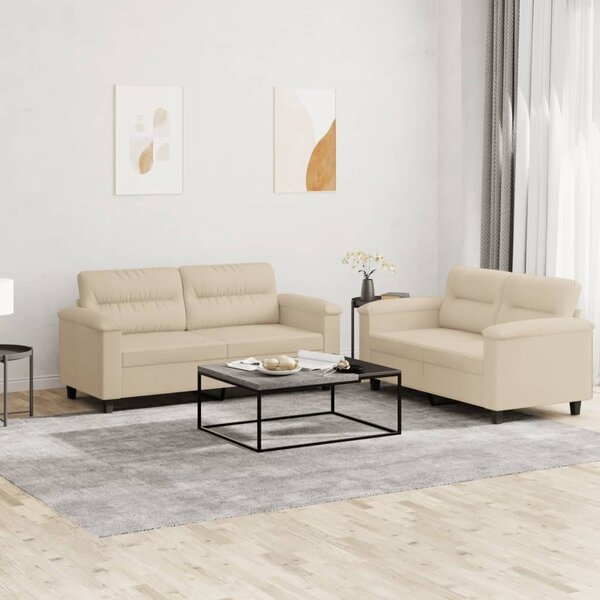 Maison Exclusive – 2-dielna sedacia súprava s vankúšmi, krémová mikrovlákna