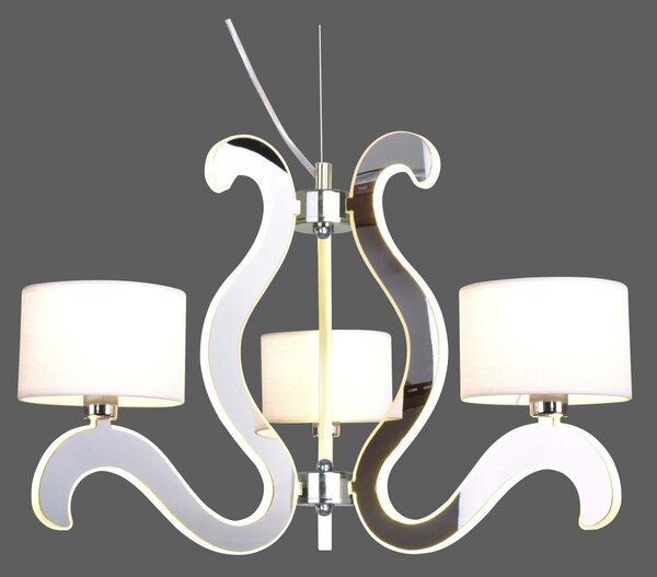 Trojramenné závesné svetlo AMBROSIA - 3xE14, 40W + LED 18,4 W, 2800K (teplá biela), chrómované