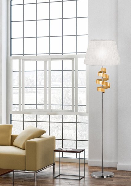 Stojacia lampa DENIS - 1xE27, 60W, chrómovaná / zlatá