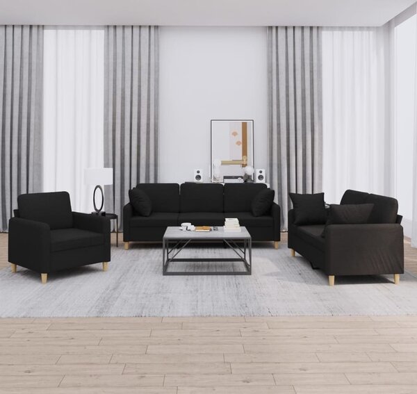 Maison Exclusive – 3-dielna sedacia súprava s vankúmi, ierna látka