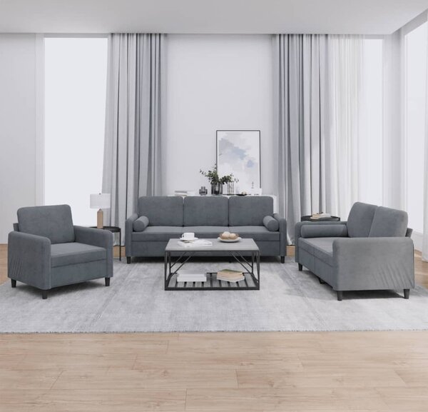 Maison Exclusive – 3-dielna sedacia súprava s vankúšmi, tmavošedý zamat