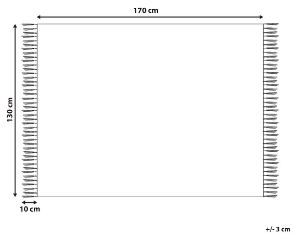 Bavlnená deka svetlobéžová a čierna bavlna 130 x 170 cm pruhovaný vzor ozdobné strapce ručná výroba