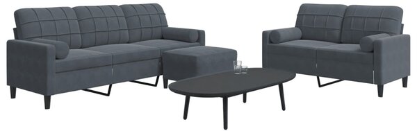 Maison Exclusive – 3-dielna sedacia súprava s vankúšmi, tmavošedý zamat