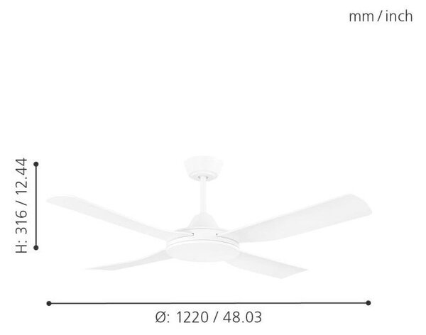 STROPNÝ VENTILÁTOR, 122/31,5 cm Eglo - Online Only bytové doplnky, Online Only