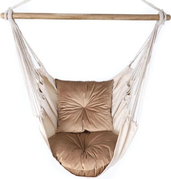 Love Gifts® Závesné kreslo s 2 vankúšmi a sadou háčikov na strop 130/100 cm - nosnosť 150 kg, závesné kreslo pre dospelých a deti, závesné kreslo do interiéru