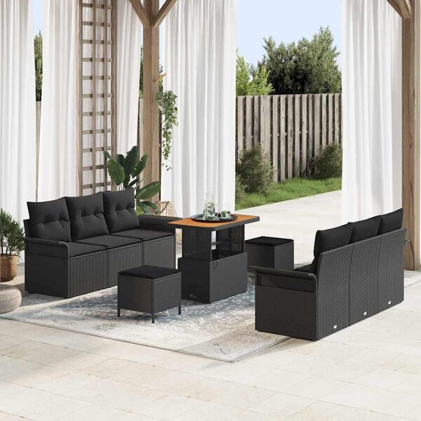 Maison Exclusive - Záhradný nábytok s vankúmi 9 ks ierny Poly-rattan