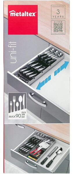 Sivý plastový príborník do zásuvky 15 x 49 cm – Metaltex