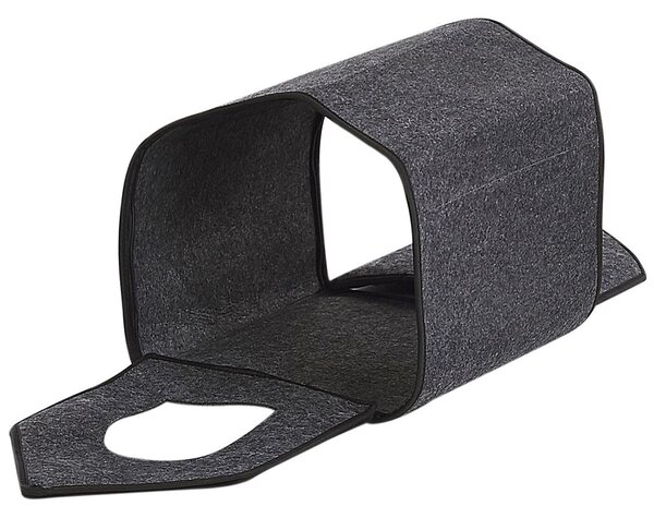 Posteľ pre domáceho miláčika sivá plsť polyester 40 x 40 cm tvar domčeka pelech pre psa alebo mačku príslušenstvo