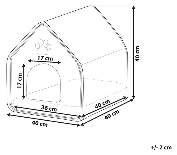 Posteľ pre domáceho miláčika sivá plsť polyester 40 x 40 cm tvar domčeka pelech pre psa alebo mačku príslušenstvo