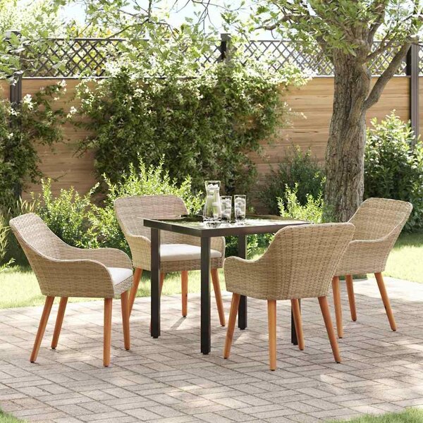 Maison Exclusive - Záhradný jedálenský set s vankúom 5 pcs Béová polyratan