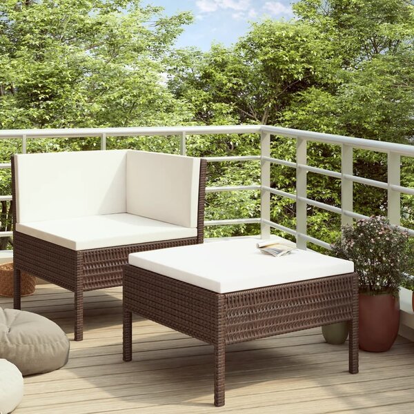 Maison Exclusive – 2-dielna záhradná súprava s vankúšmi z polyrotangu v hnedej farbe