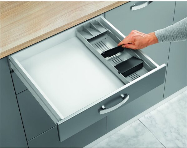 Sivý plastový príborník do zásuvky 15 x 49 cm – Metaltex