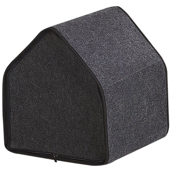 Posteľ pre domáceho miláčika sivá plsť polyester 40 x 40 cm tvar domčeka pelech pre psa alebo mačku príslušenstvo