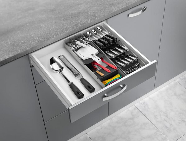 Sivý plastový príborník do zásuvky 15 x 49 cm – Metaltex