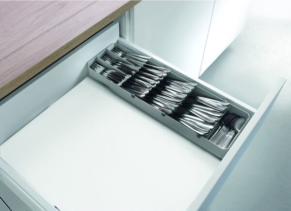Sivý plastový príborník do zásuvky 15 x 49 cm – Metaltex