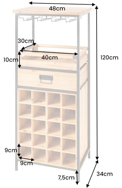 Regál na víno Nikolas 120 cm borovica