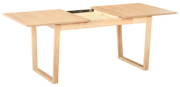 Rozkladací jedálenský stôl svetlý jaseň MDF 160/200 x 95 cm jaseňová dyhovaná vrchná doska moderný dizajn panelový podstavec