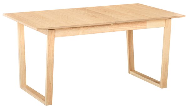 Rozkladací jedálenský stôl svetlý jaseň MDF 160/200 x 95 cm jaseňová dyhovaná vrchná doska moderný dizajn panelový podstavec