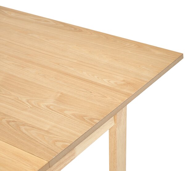 Rozkladací jedálenský stôl svetlý jaseň MDF 160/200 x 95 cm jaseňová dyhovaná vrchná doska moderný dizajn panelový podstavec