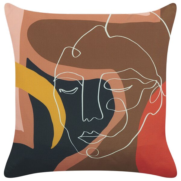Súprava 2 dekoratívnych vankúšov viacfarebný polyester 45 x 45 cm motív tváre elegantné bytové doplnky