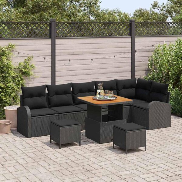 Maison Exclusive - Záhradný nábytok s vankúmi 9 ks ierny Poly-rattan